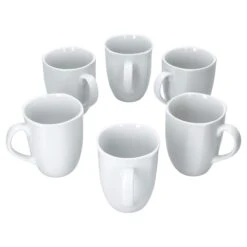 6er Set Kaffeebecher Palazzo 33cl - Kaffeetasse Aus Weißem Porzellan Mit Dekor-Kreisen In Grau Und Dunkelrot -Küchenwelt Verkauf 0a4f1b04 525a 4b1f b02d 442fc6fad01d