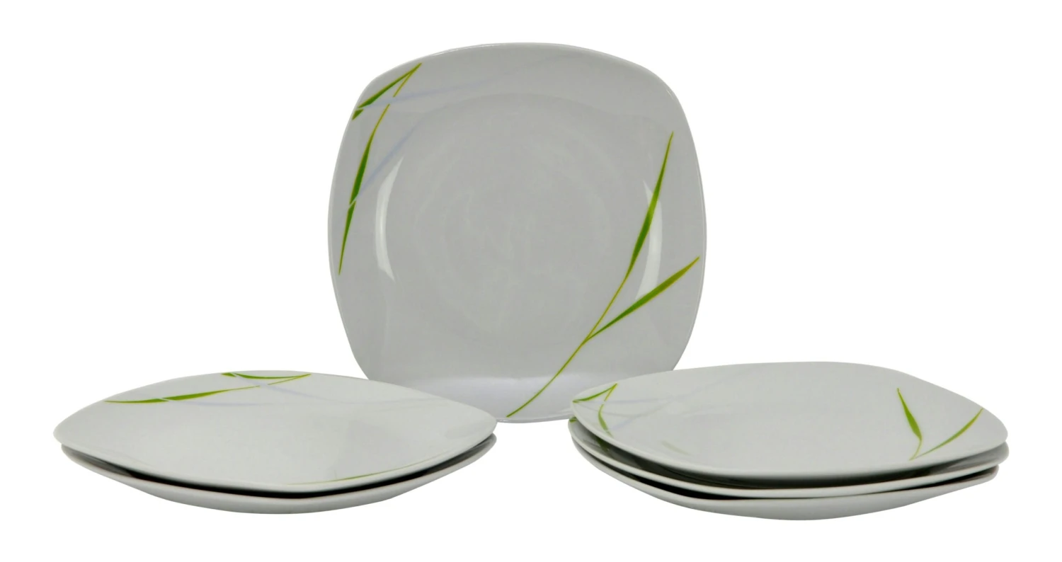 6er Set Dessertteller Flach Palazzo 19cm - Kuchenteller / Frühstücksteller Aus Weißem Porzellan Mit Dekor-Kreisen In Grau Und Dunkelrot 7 6er Set Dessertteller Flach Palazzo 19cm - Kuchenteller / Frühstücksteller Aus Weißem Porzellan Mit Dekor-Kreisen In Grau Und Dunkelrot – Bild 5