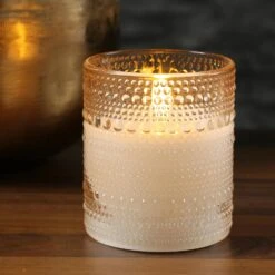 LED Windlicht Kerze Im Glas Echtwachs Flackernde 3D Flamme Timer H: 10cm Orange -Küchenwelt Verkauf 1efc0943 19c6 4d68 8ed3 7aecd65dd54e