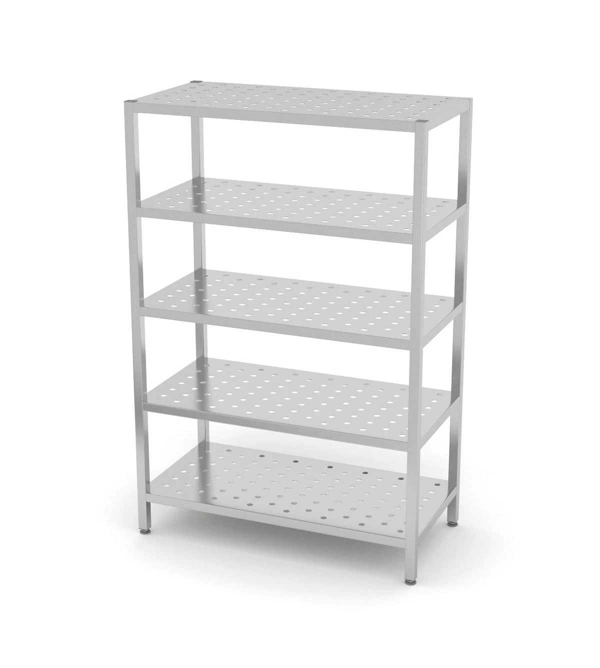 Edelstahl Gastro-Lagerregal Mit 5 Verstellbaren (perforierten) Ablagefächern | AISI 430 Qualität | HxBxT 180x140x40 4 Edelstahl Gastro-Lagerregal Mit 5 Verstellbaren (perforierten) Ablagefächern | AISI 430 Qualität | HxBxT 180x140x40 – Bild 2