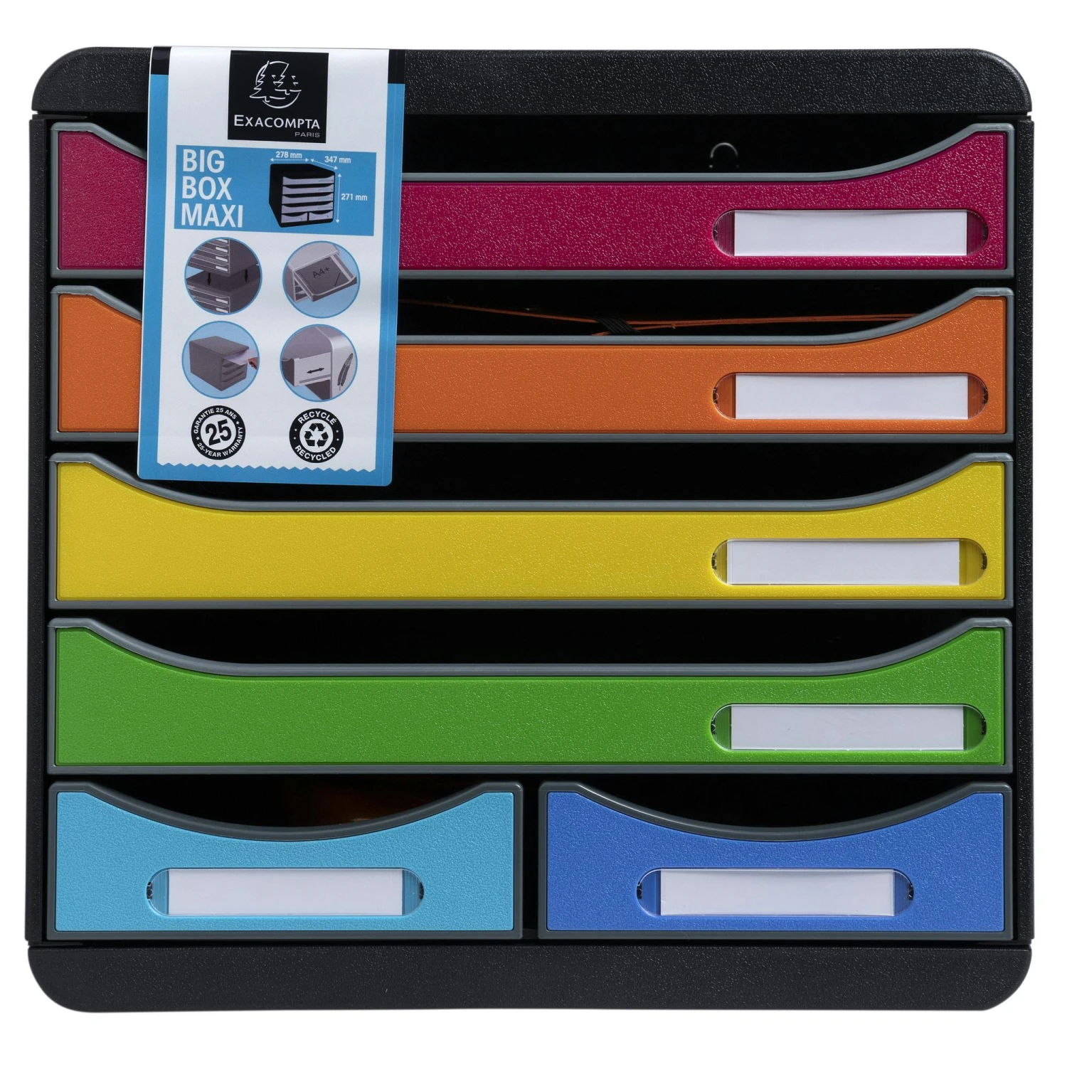 Exacompta 312913D BLACK & WHITE OFFICE Schubladenbox Mit 4 Schubfächern, BIG BOX MAXI, 347x278x271 Mm - Weiss/Harlekin 6 Exacompta 312913D BLACK & WHITE OFFICE Schubladenbox Mit 4 Schubfächern, BIG BOX MAXI, 347x278x271 Mm - Weiss/Harlekin – Bild 4