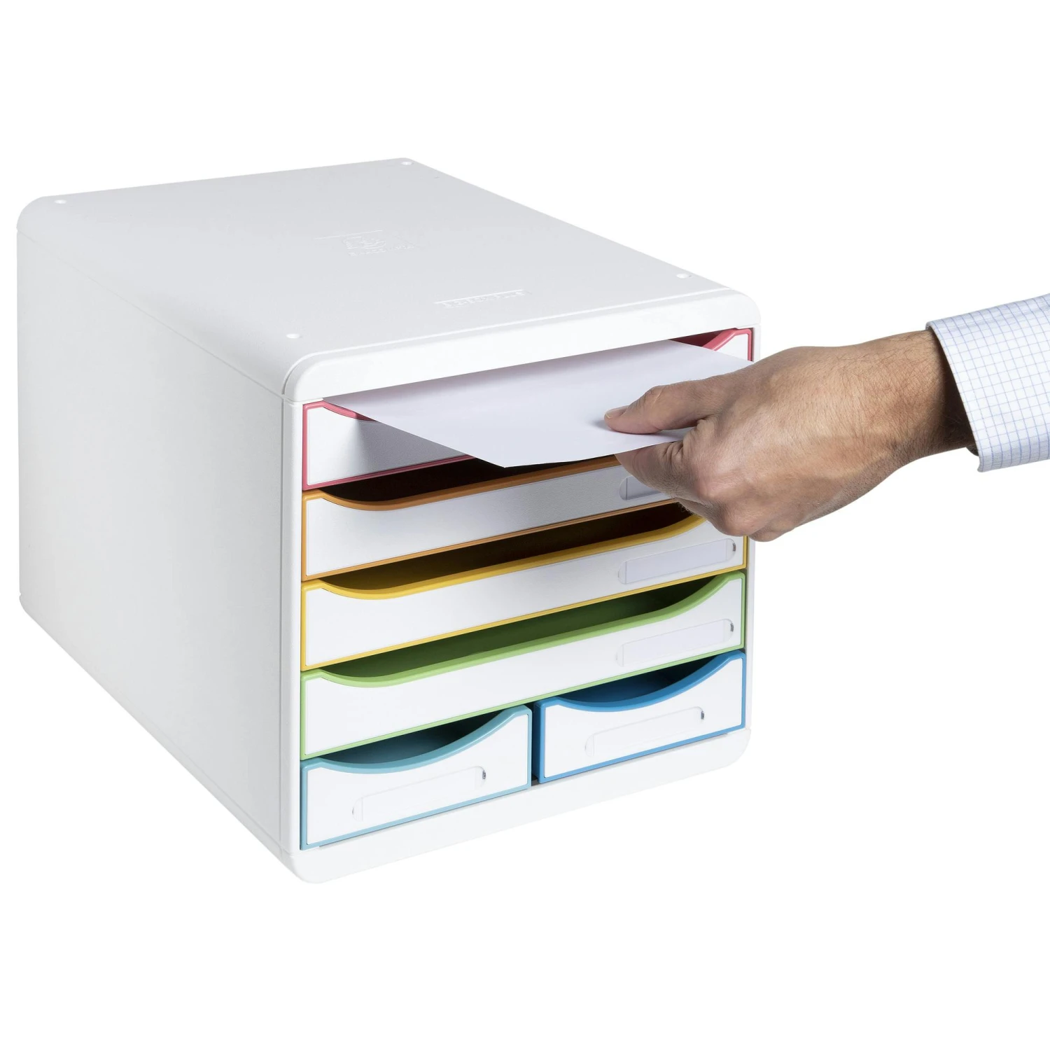 Exacompta 312913D BLACK & WHITE OFFICE Schubladenbox Mit 4 Schubfächern, BIG BOX MAXI, 347x278x271 Mm - Weiss/Harlekin 9 Exacompta 312913D BLACK & WHITE OFFICE Schubladenbox Mit 4 Schubfächern, BIG BOX MAXI, 347x278x271 Mm - Weiss/Harlekin – Bild 7