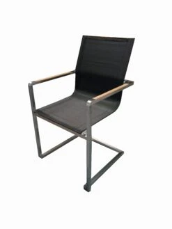 METRO Professional Stuhl, Edelstahl / Textilehne / FSC Teakholz, 55 X 56 X 85 Cm, Mit Armlehnen, Stapelbar, Schwarz -Küchenwelt Verkauf 5039ea00 99d8 4093 ba0d 29883f36b37f