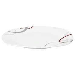 6er Set Essteller Flach Palazzo 25cm - Speiseteller Aus Weißem Porzellan Mit Dekor-Kreisen In Grau Und Dunkelrot -Küchenwelt Verkauf 537d16c5 cf0a 4afd ac7e a15ed6c0bcfa