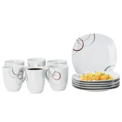 Kombiservice Palazzo 62tlg. - Weißes Porzellan Mit Kreise- Dekor In Grau Und Dunkelrot - Für 6 Personen 11 Kombiservice Palazzo 62tlg. - Weißes Porzellan Mit Kreise- Dekor In Grau Und Dunkelrot - Für 6 Personen -Küchenwelt Verkauf 5ca87a44 88d0 44ac 9770 22ca2bd8cf09