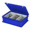 Besteckkoffer Mit 3-Mulden-Einsatz, Inhalt Je Mulde Ca. 2 Liter, Blau, LxBxH 400 X 300 X 130 Mm