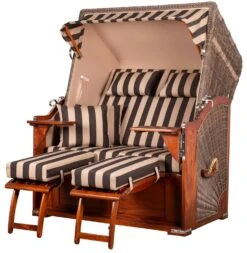 Strandkorb - Bene Living - Schaalsee Mahagoni - PE Grau - Modell 581 - Inkl. Liftersystem