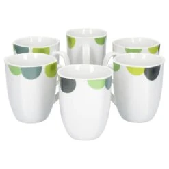 6er Set Kaffeebecher Palazzo 33cl - Kaffeetasse Aus Weißem Porzellan Mit Dekor-Kreisen In Grau Und Dunkelrot -Küchenwelt Verkauf 781c7d5c 9015 4780 8b3c 76f52bd367b5