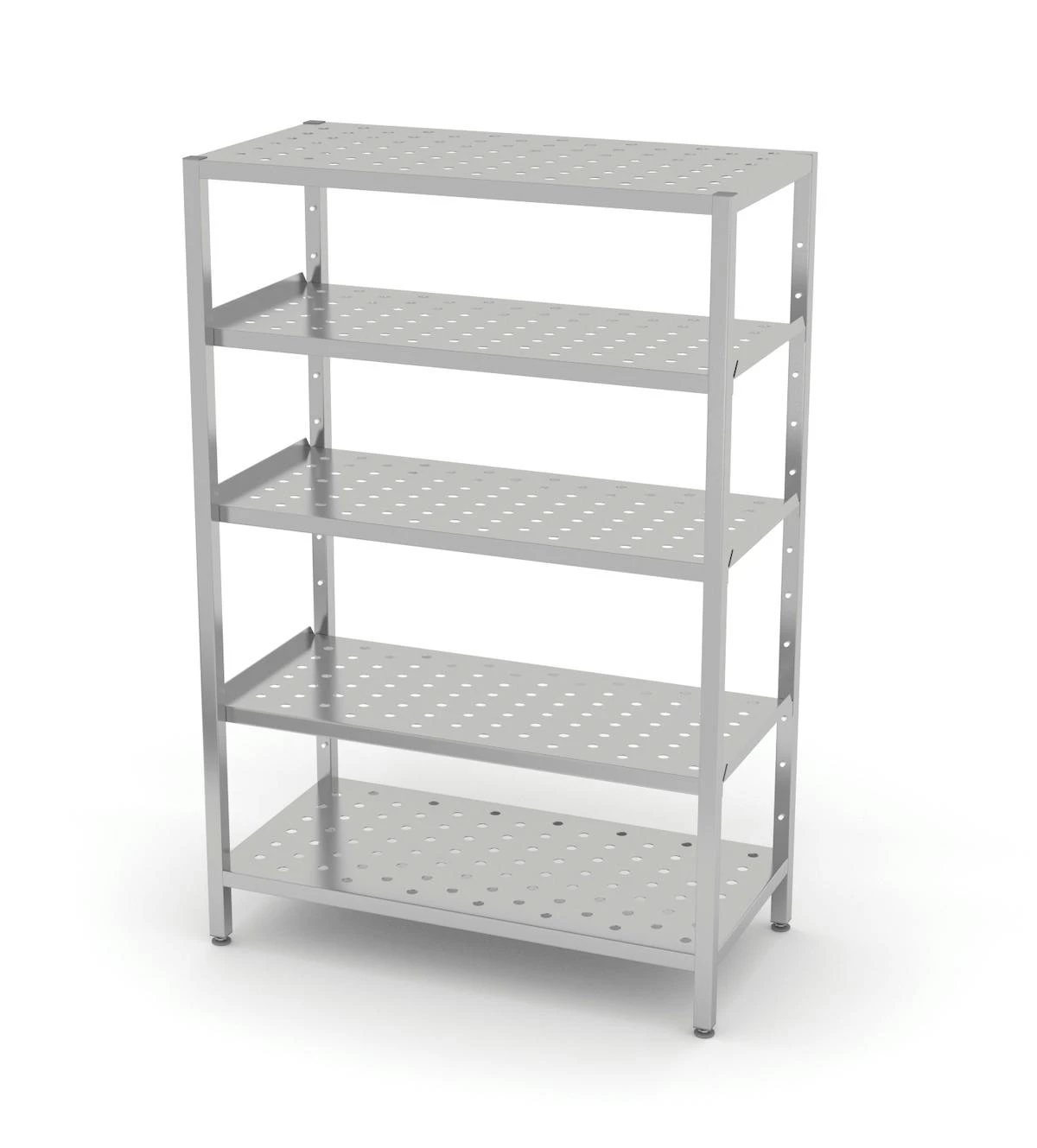 Edelstahl Gastro-Lagerregal Mit 5 Verstellbaren (perforierten) Ablagefächern | AISI 430 Qualität | HxBxT 180x140x40 9 Edelstahl Gastro-Lagerregal Mit 5 Verstellbaren (perforierten) Ablagefächern | AISI 430 Qualität | HxBxT 180x140x40 – Bild 7