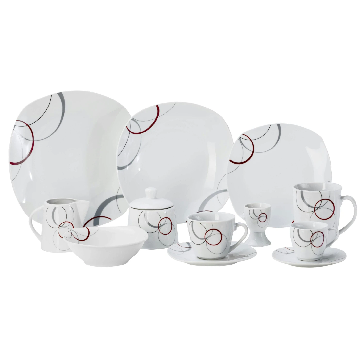 Kombiservice Aviva 62tlg. Weiß Mit Farbigem Dekor Für 6 Personen 7 Kombiservice Aviva 62tlg. Weiß Mit Farbigem Dekor Für 6 Personen – Bild 5