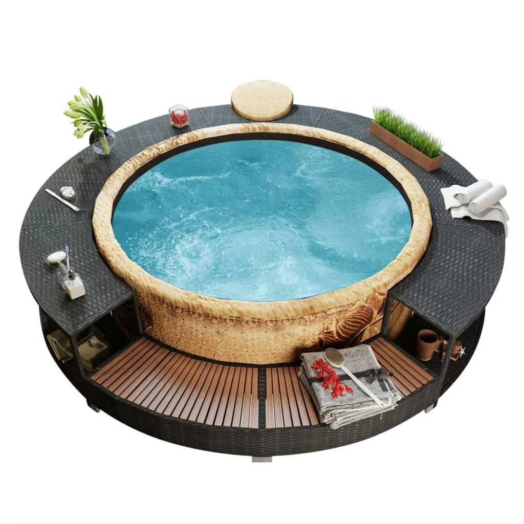 VidaXL Whirlpool-Umrandung Quadratisch 268×268×55 Cm Poly Rattan 7 VidaXL Whirlpool-Umrandung Quadratisch 268×268×55 Cm Poly Rattan – Bild 5