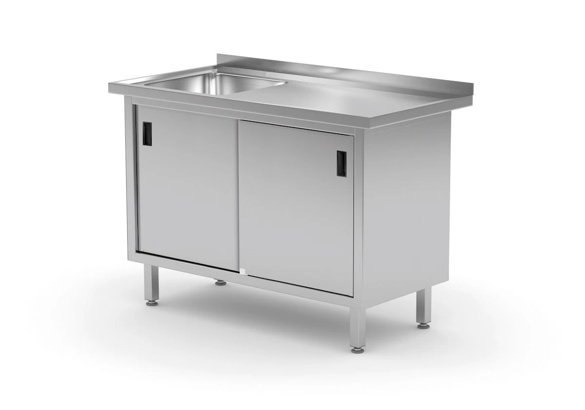 Edelstahl Gastro-Spültisch Mit Ablagefach & 3 Schubladen (Becken Links) | AISI 430 Qualität | HxBxT 85x160x60 6 Edelstahl Gastro-Spültisch Mit Ablagefach & 3 Schubladen (Becken Links) | AISI 430 Qualität | HxBxT 85x160x60 – Bild 4