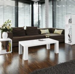 SalesFever Couchtisch Quadratisch | Hochglanz Lackiert | MDF-Holz | B 100 X T 100 X H 45 Cm | Weiß Mit Schwarzglas Element -Küchenwelt Verkauf 86354632 8bc0 4b93 9990 a35657b36d53