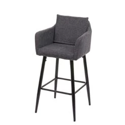 Barhocker HWC-H93, Barstuhl Tresenhocker, Fußablage Metall ~ Stoff/Textil Hellgrau -Küchenwelt Verkauf 931779e0 f722 417d 9283 88d9c88c494b