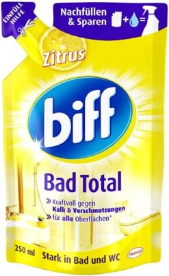 Biff Bad Total Zitrus Badreiniger Bad Reiniger Badezimmer 12x250 Ml Nachfüllpack -Küchenwelt Verkauf 9491ac61 7a44 4e83 b0b2 fd8707ce9a23