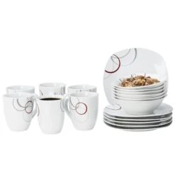 Kombiservice Palazzo 62tlg. - Weißes Porzellan Mit Kreise- Dekor In Grau Und Dunkelrot - Für 6 Personen 10 Kombiservice Palazzo 62tlg. - Weißes Porzellan Mit Kreise- Dekor In Grau Und Dunkelrot - Für 6 Personen -Küchenwelt Verkauf 9cf22c01 7bb7 48aa b9bb 80013d3e7fd2