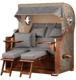 Strandkorb - Bene Living - Königssee Teak Bullauge - PE Grau - Modell 551 - Inkl. Liftersystem -Küchenwelt Verkauf a245090d 87d4 4895 9d6d d540cac4417b