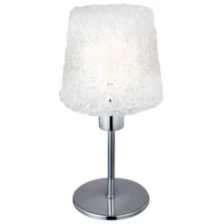 Nacht Tisch Leuchte Geflecht Beistell Lese Wohn Zimmer Beleuchtung Chrom Lampe Globo 24696