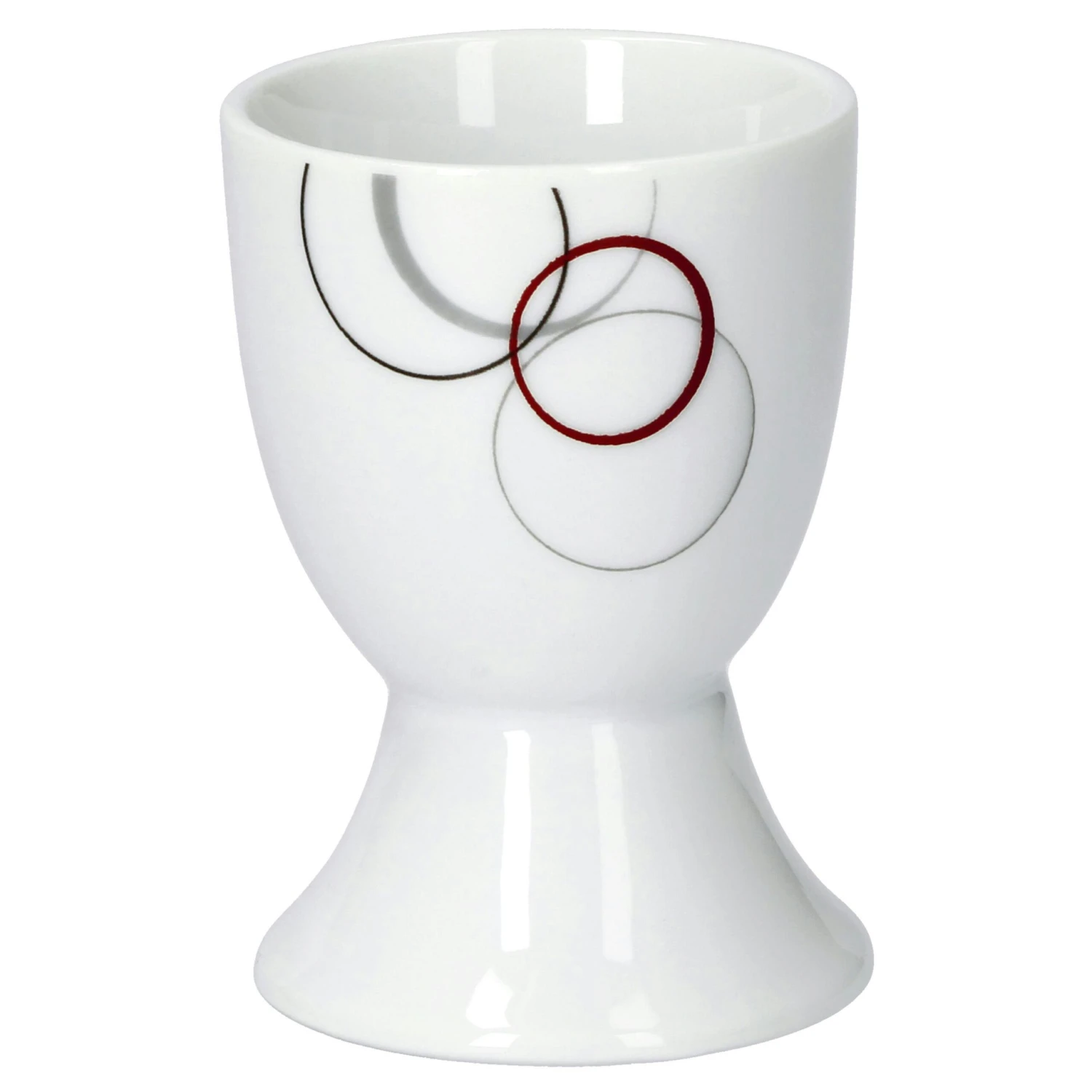 Kombiservice Palazzo 62tlg. - Weißes Porzellan Mit Kreise- Dekor In Grau Und Dunkelrot - Für 6 Personen 9 Kombiservice Palazzo 62tlg. - Weißes Porzellan Mit Kreise- Dekor In Grau Und Dunkelrot - Für 6 Personen – Bild 7