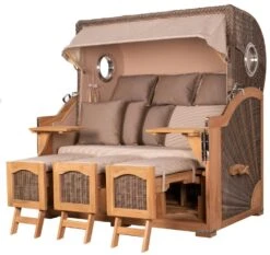 Strandkorb - Bene Living - Ammersee Grande XXL Teak Bullauge - PE Grau - Modell 551 - 3-Sitzer Inkl. Liftersystem -Küchenwelt Verkauf cb12c201 e187 423b 99ba e961b76ee36e