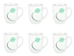 6er Set Kaffeebecher Palazzo 33cl - Kaffeetasse Aus Weißem Porzellan Mit Dekor-Kreisen In Grau Und Dunkelrot -Küchenwelt Verkauf cbc543cc a4e8 4714 a502 02622687222f