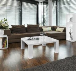SalesFever Couchtisch Quadratisch | Hochglanz Lackiert | MDF-Holz | B 100 X T 100 X H 45 Cm | Weiß Mit Schwarzglas Element -Küchenwelt Verkauf d253bfcb 314a 43c1 9c83 e1faf1129340