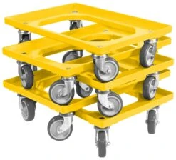 5 Stück Transportroller Für Kisten 60 X 40 Cm Mit 4 Lenkrollen In Gelb