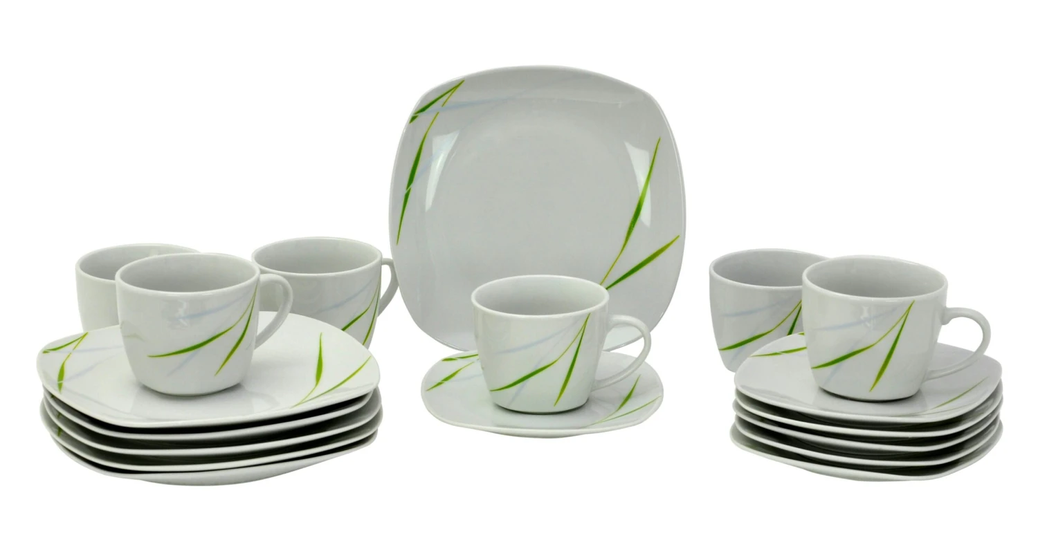 Kombiservice Aviva 62tlg. Weiß Mit Farbigem Dekor Für 6 Personen 5 Kombiservice Aviva 62tlg. Weiß Mit Farbigem Dekor Für 6 Personen – Bild 3