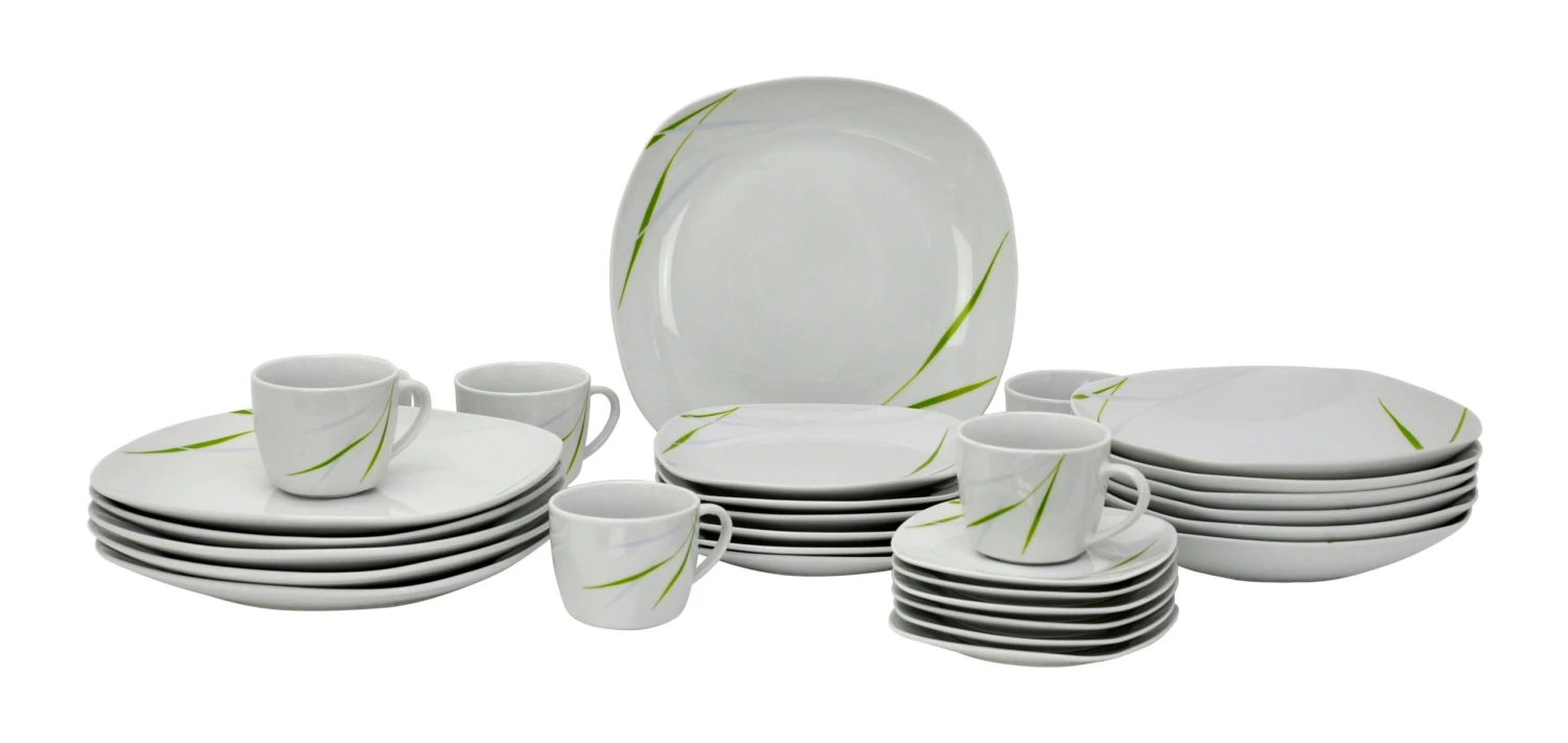 Kombiservice Aviva 62tlg. Weiß Mit Farbigem Dekor Für 6 Personen 4 Kombiservice Aviva 62tlg. Weiß Mit Farbigem Dekor Für 6 Personen – Bild 2