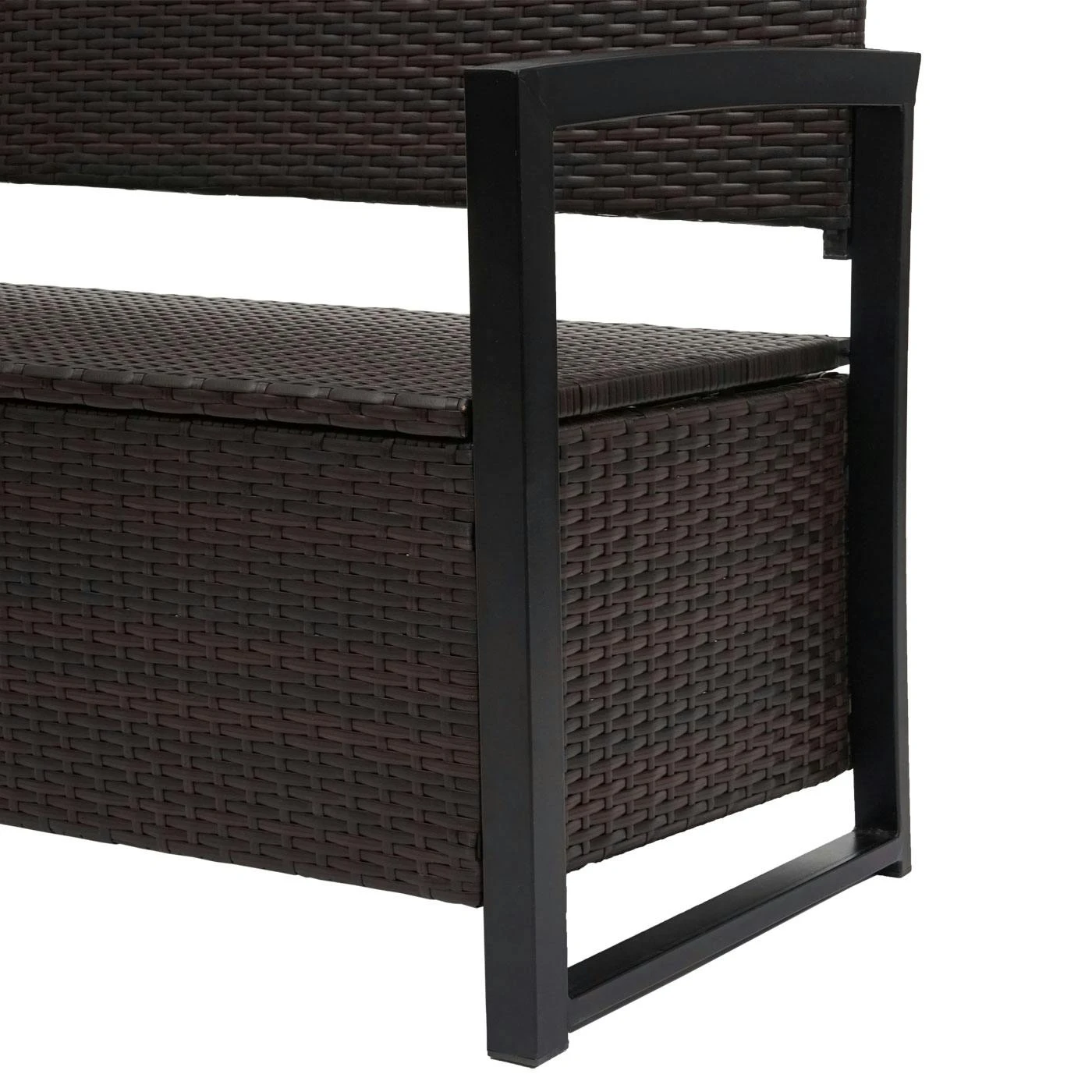 Poly-Rattan 2er Sitzbank HWC-F39, Gartenbank Truhenbank, Staufach Aufbewahrung Sitzkissen ~ Braun, Kissen Grün 9 Poly-Rattan 2er Sitzbank HWC-F39, Gartenbank Truhenbank, Staufach Aufbewahrung Sitzkissen ~ Braun, Kissen Grün – Bild 7