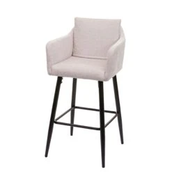 Barhocker HWC-H93, Barstuhl Tresenhocker, Fußablage Metall ~ Stoff/Textil Hellgrau -Küchenwelt Verkauf ecd362f9 79a1 4f10 950d 9ec428da9b11