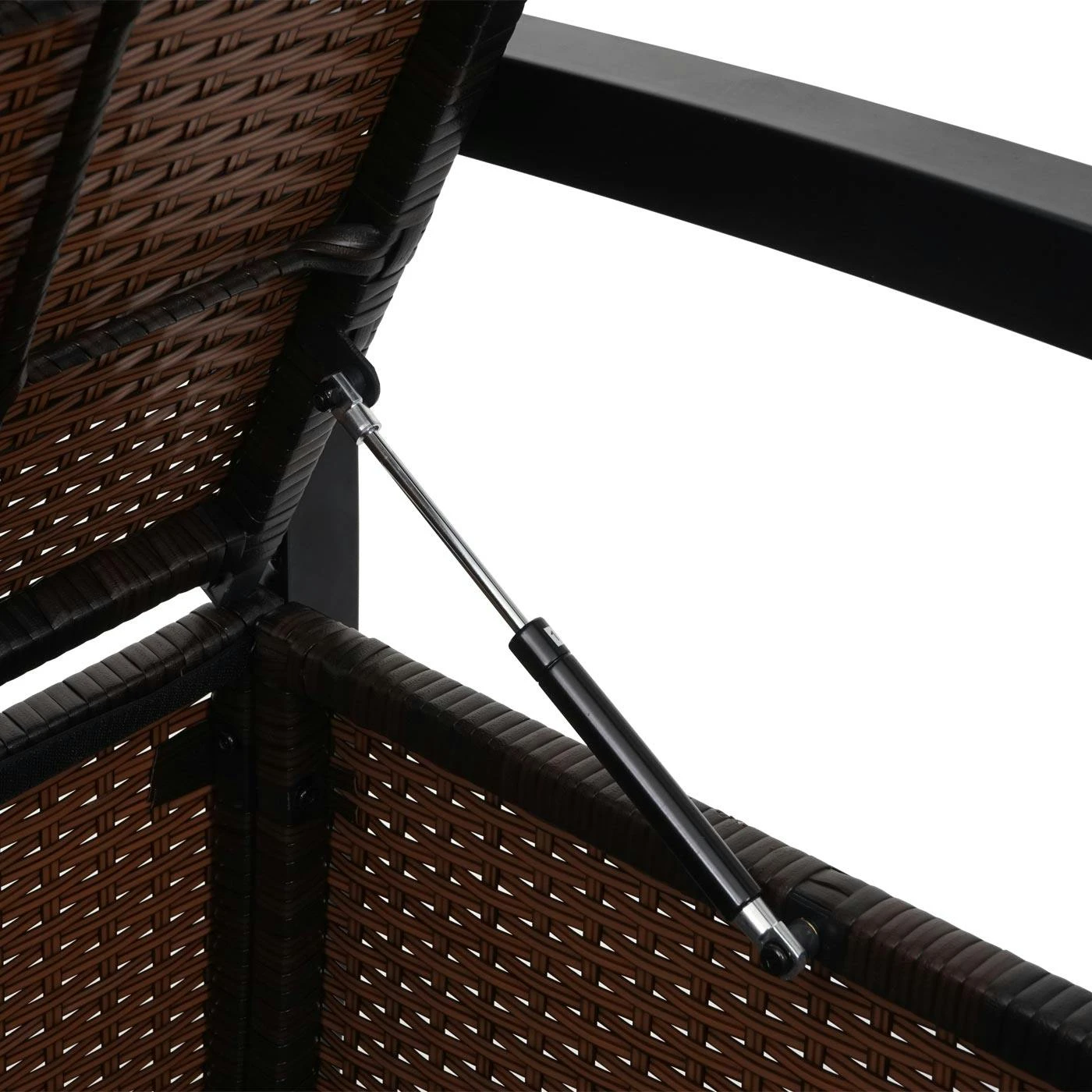 Poly-Rattan 2er Sitzbank HWC-F39, Gartenbank Truhenbank, Staufach Aufbewahrung Sitzkissen ~ Braun, Kissen Grün 8 Poly-Rattan 2er Sitzbank HWC-F39, Gartenbank Truhenbank, Staufach Aufbewahrung Sitzkissen ~ Braun, Kissen Grün – Bild 6