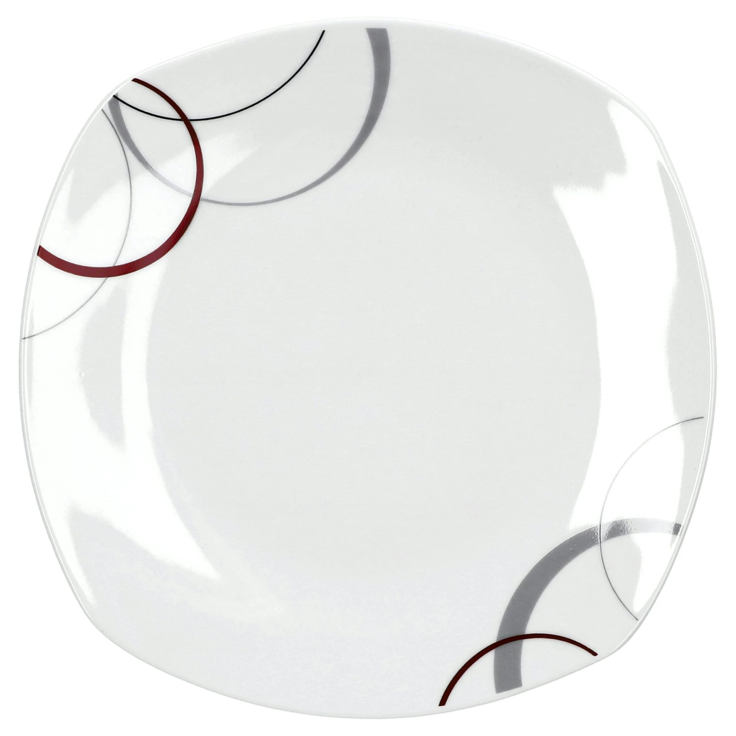 6er Set Dessertteller Flach Palazzo 19cm - Kuchenteller / Frühstücksteller Aus Weißem Porzellan Mit Dekor-Kreisen In Grau Und Dunkelrot 9 6er Set Dessertteller Flach Palazzo 19cm - Kuchenteller / Frühstücksteller Aus Weißem Porzellan Mit Dekor-Kreisen In Grau Und Dunkelrot – Bild 7